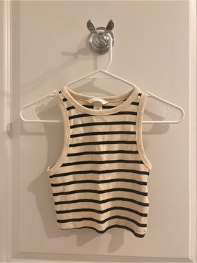 H&M Striped Ribbed Tank - Cream and Black